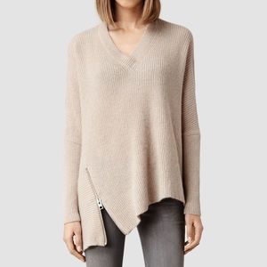All Saints Able Zip Sweater in Natural Medium